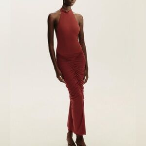 ZARA NWT Halter Tulle Dress Dark Red 5039/815/641 Medium